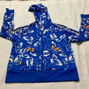 Adidas Farm Rio Jacket Womens M Medium Track Blue Butterfly Print